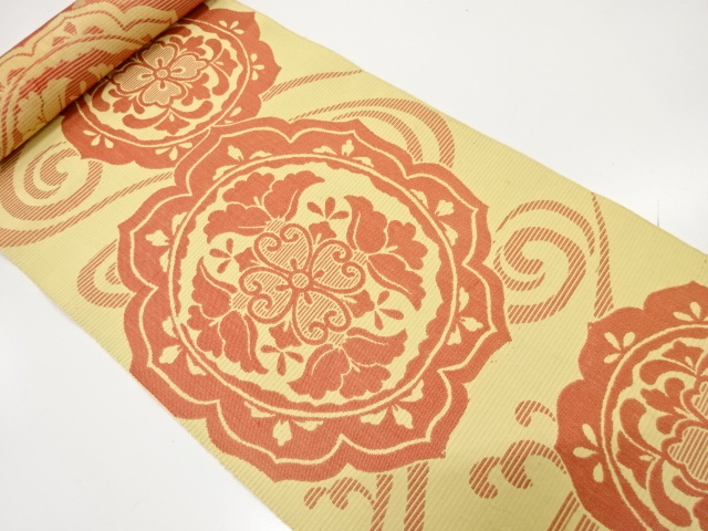 JAPANESE KIMONO / ANTIQUE BOLT FOR HASSUN OBI / WOVEN FLOWER